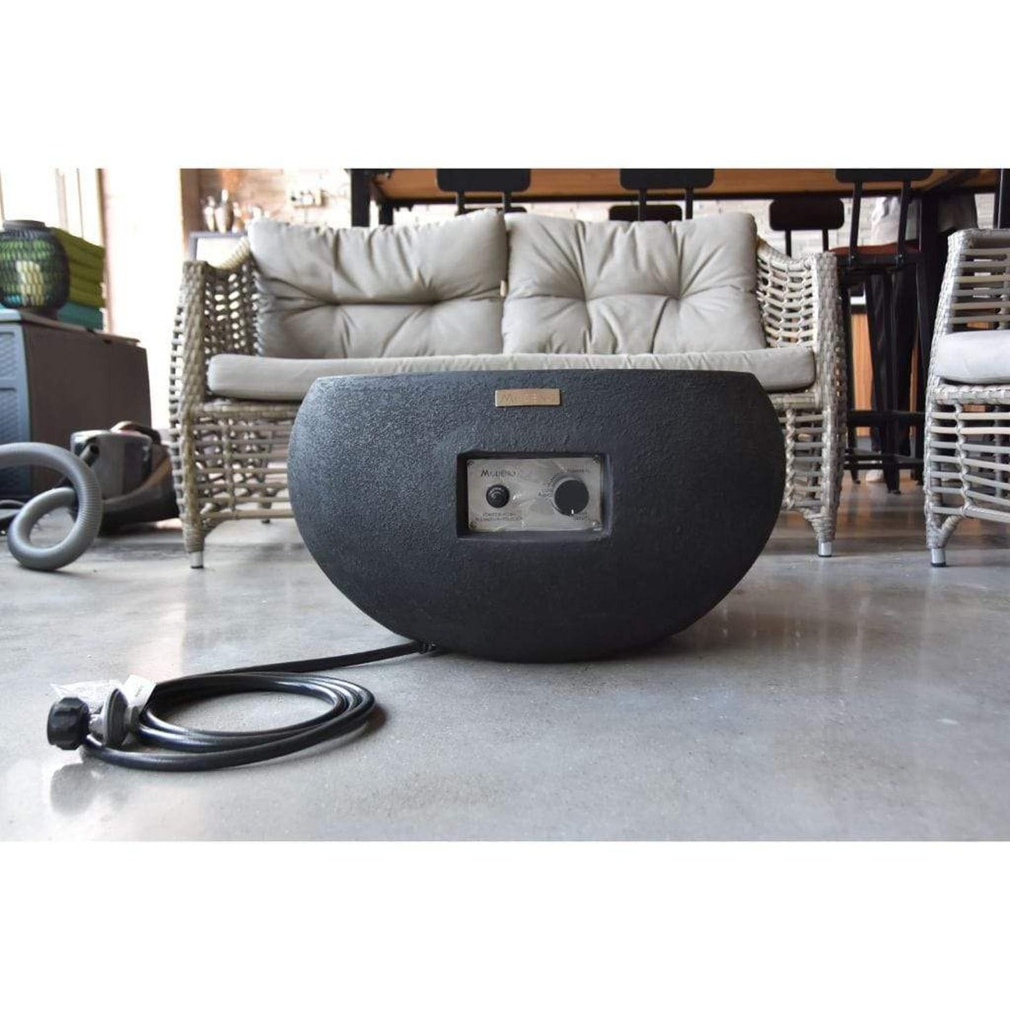 Modeno York 27" Black Concrete Natural Gas Fire Bowl