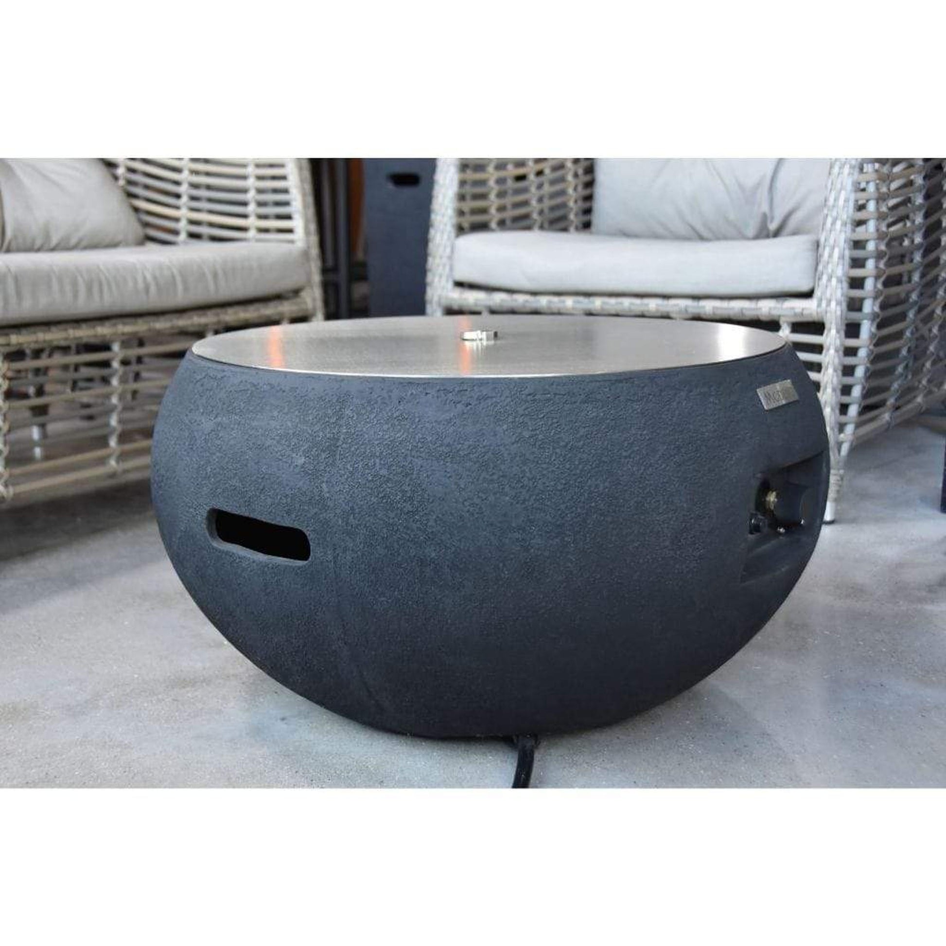 Modeno York 27" Black Concrete Natural Gas Fire Bowl
