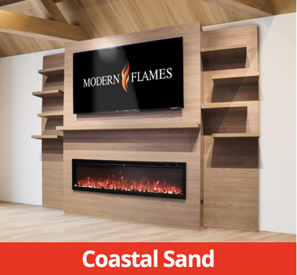 Modern Flames Coastal Sand Allwood Media Main Wall System for Spectrum Slimline 60" Fireplace