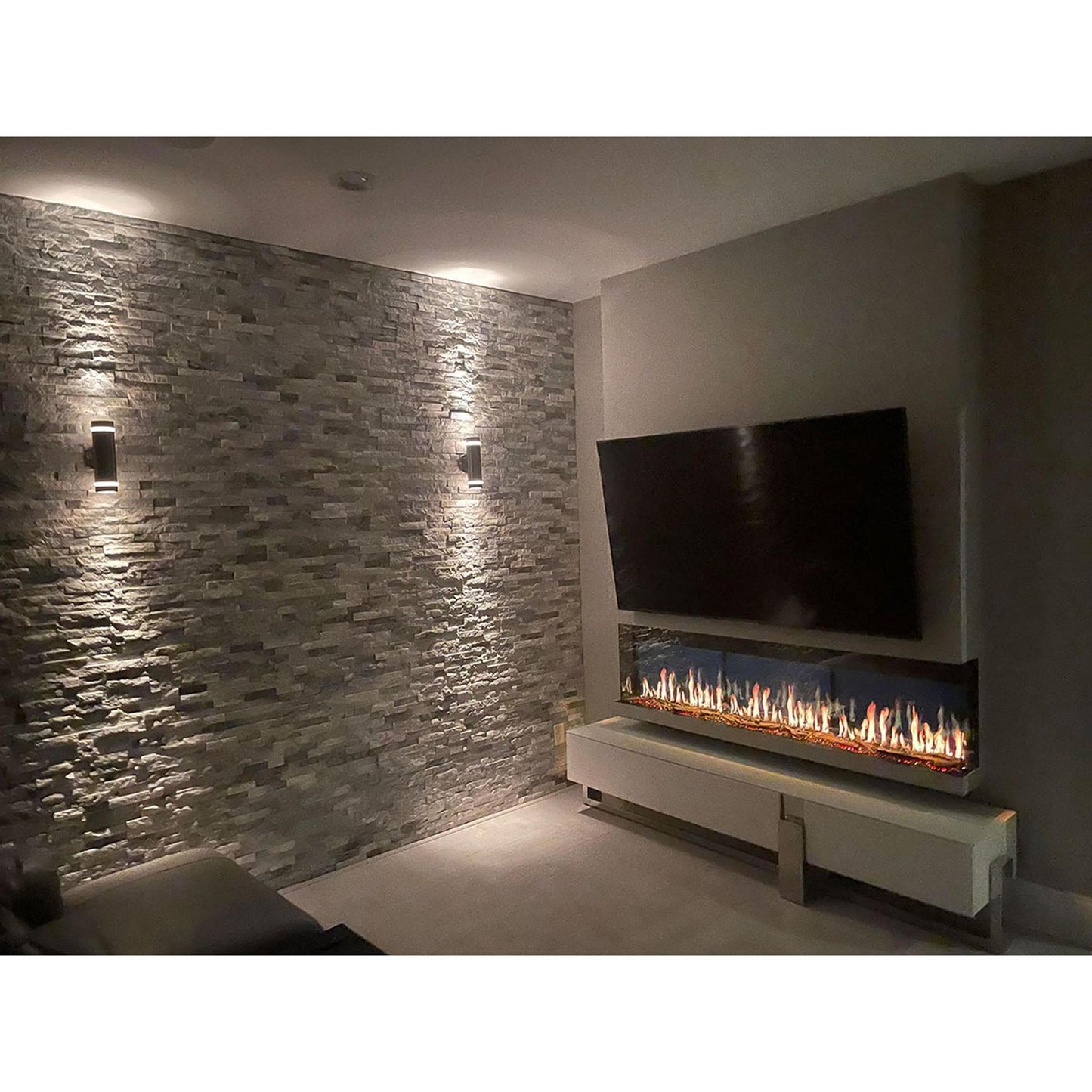 Modern Flames Orion Multi 100" Heliovision Built-in / Wall-Mounted Linear Smart Virtual Electric Fireplace