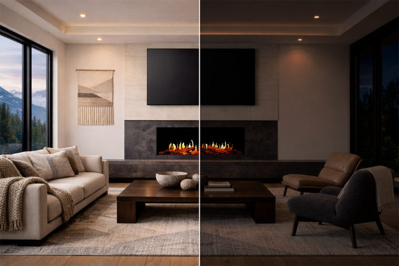 Modern Flames Orion Multi V2 120" Vent-Free Built-in / Wall-Mounted Virtual LCD Electric Fireplace