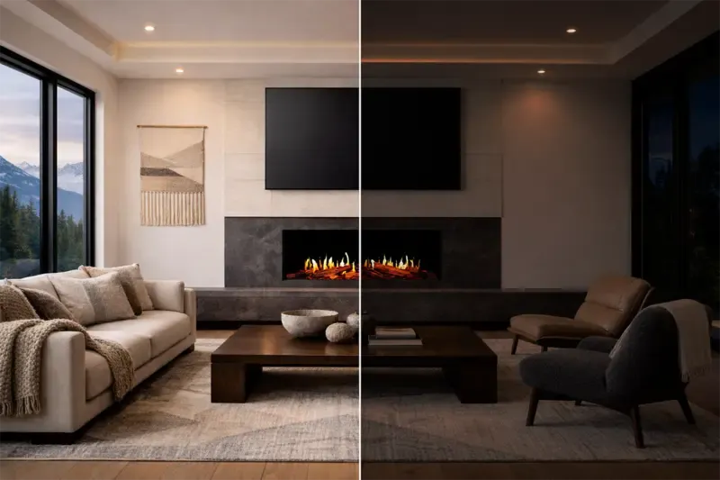Modern Flames Orion Multi V2 52" Built-in / Wall-Mounted Virtual LCD Electric Fireplace