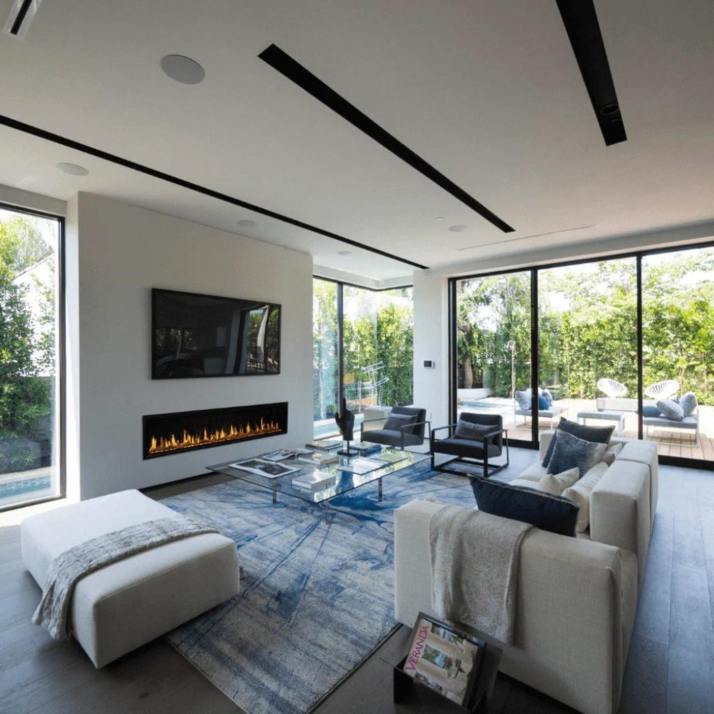 Modern Flames Orion Slim 100" Heliovision Built-in / Wall-Mounted Linear Smart Virtual Electric Fireplace