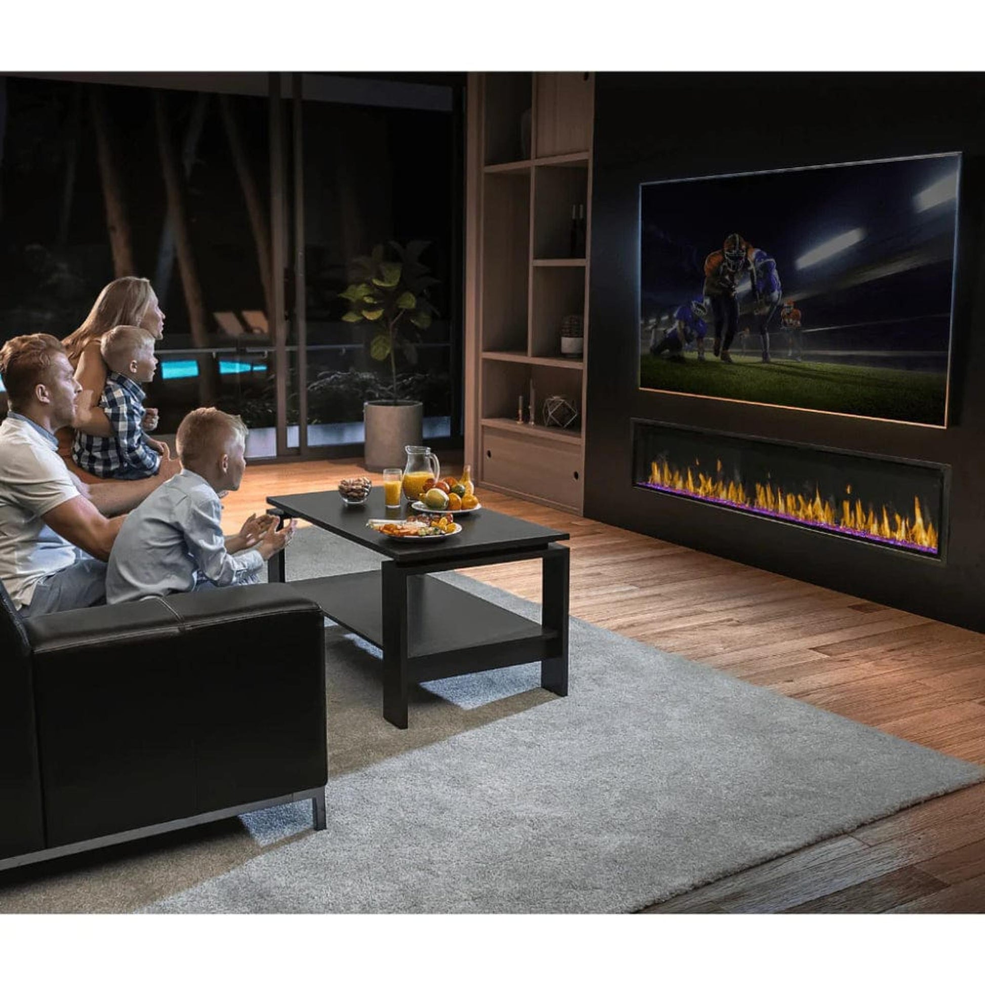 Modern Flames Orion Slim 100" Heliovision Built-in / Wall-Mounted Linear Smart Virtual Electric Fireplace