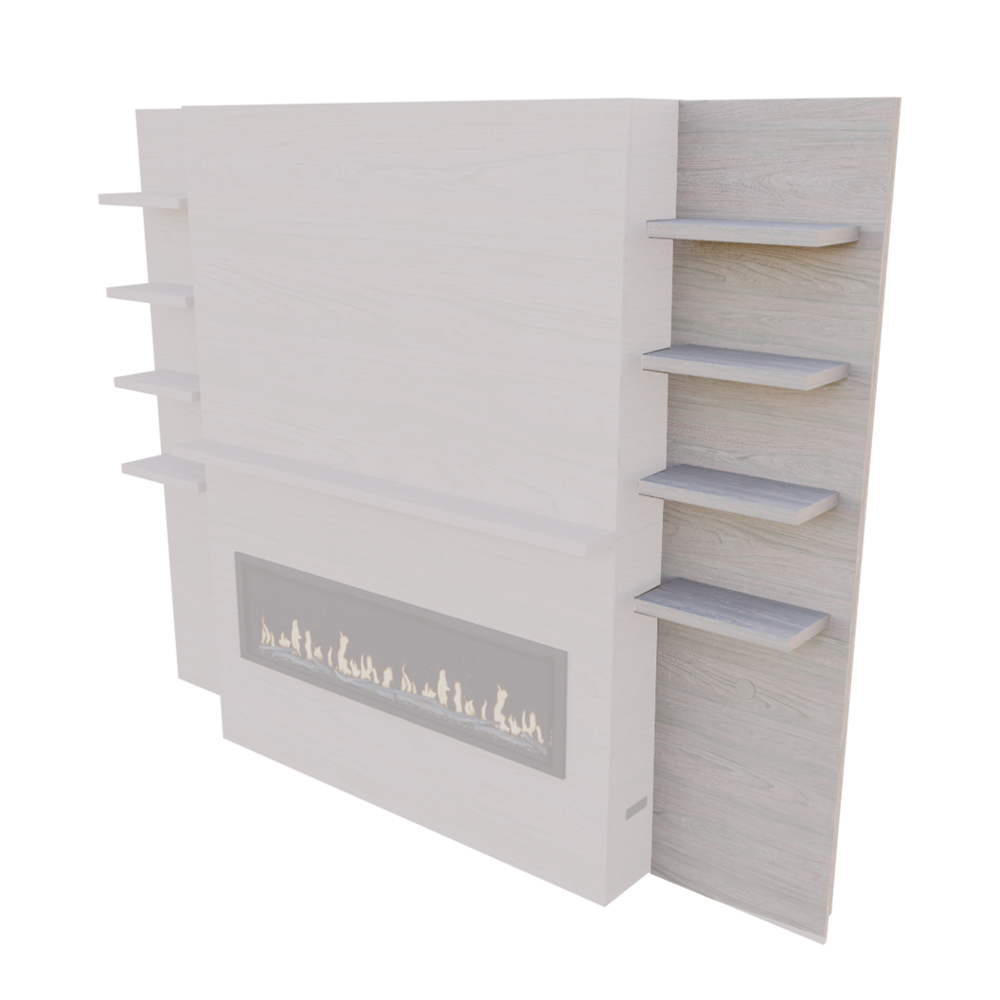 Modern Flames Weathered Walnut Allwood Single Side Wall With Shelves for Allwood Main Wall and Orion Slim 60" Fireplace - 1 Side