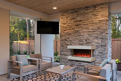 Modern Flames Driftwood Gray Studio Suite Floating Mantel Set for 80" Landscape Pro Multi Fireplace