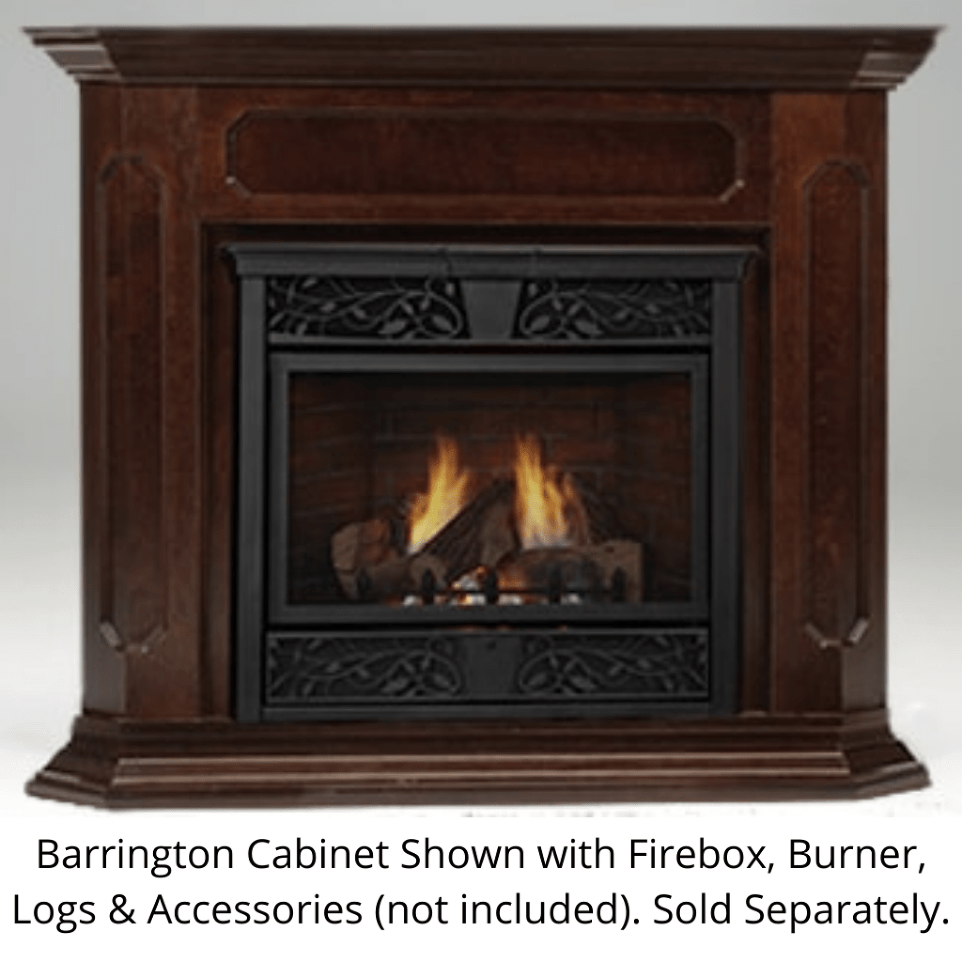 Monessen 67" Dark Walnut Barrington Adjustable Wood Wall Cabinet For Fireboxes and Fireplaces