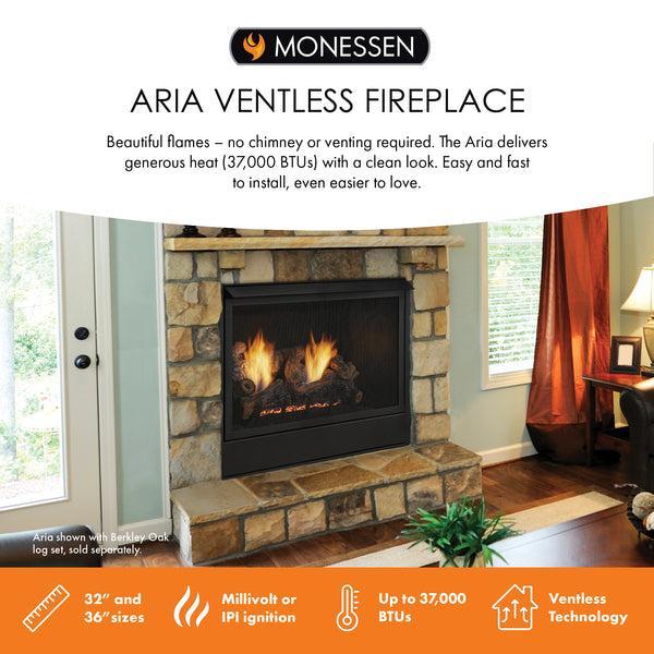 Monessen Aria 32" Traditional Vent Free Liquid Propane Gas Fireplace With Millivolt Ignition