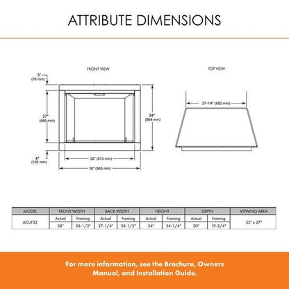 Monessen Attribute 32" Universal Circulating Vent Free Firebox With Radiant Face and Multitonal Brown Reversible Interior Panels