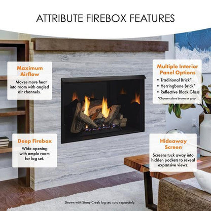 Monessen Attribute 42" Universal Circulating Vent Free Firebox With Radiant Face and Multitonal Gray Reversible Interior Panels