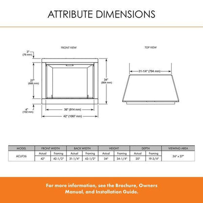 Monessen Attribute 42" Universal Circulating Vent Free Firebox With Radiant Face and Multitonal Gray Reversible Interior Panels