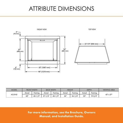 Monessen Attribute 42" Universal Circulating Vent Free Firebox With Radiant Face and Multitonal Gray Reversible Interior Panels