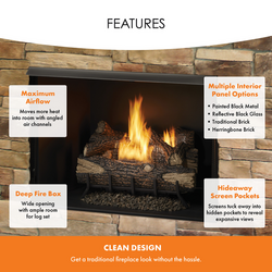 Monessen Exacta 32" Vent Free Circulating Clean Face Firebox with Stacked Traditional Interior Panels