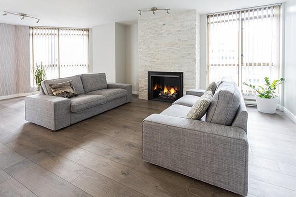 Monessen Lo-Rider 36" Clean Face Vent Free Gas Firebox With Multi-tonal Brown Stacked Traditional Fiber Interior Panels