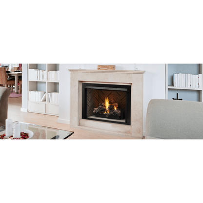 Monessen Lo-Rider 42" Clean Face Vent Free Gas Firebox With Multi-tonal Brown Stacked Traditional Fiber Interior Panels