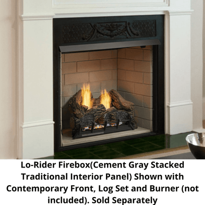 Monessen Lo-Rider 42" Clean Face Vent Free Gas Firebox With Multi-tonal Brown Stacked Traditional Fiber Interior Panels