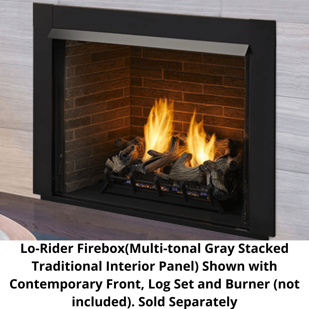 Monessen Lo-Rider 42" Clean Face Vent Free Gas Firebox With Multi-tonal Brown Stacked Traditional Fiber Interior Panels