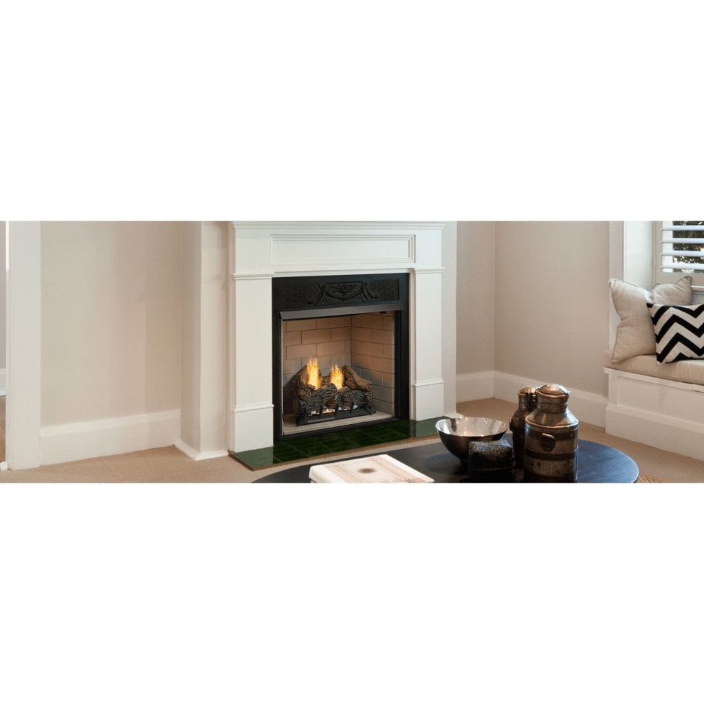 Monessen Lo-Rider 42" Clean Face Vent Free Gas Firebox With Multi-tonal Brown Stacked Traditional Fiber Interior Panels