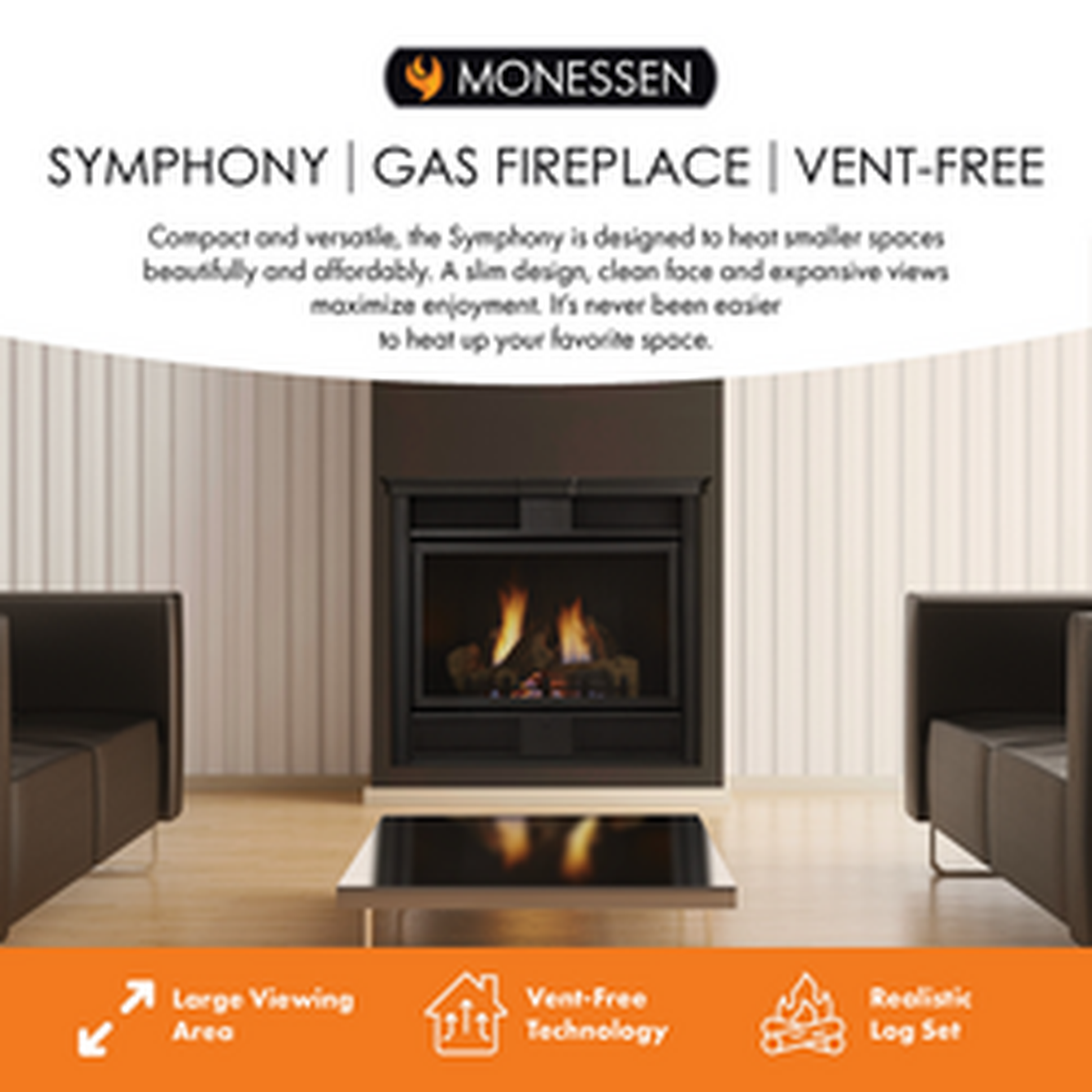 Monessen Symphony 24" Vent Free Traditional Liquid Propane Gas Fireplace With IPI Control System