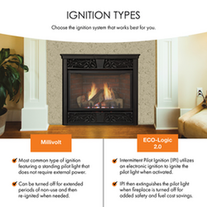 Monessen Symphony 24" Vent Free Traditional Liquid Propane Gas Fireplace With IPI Control System