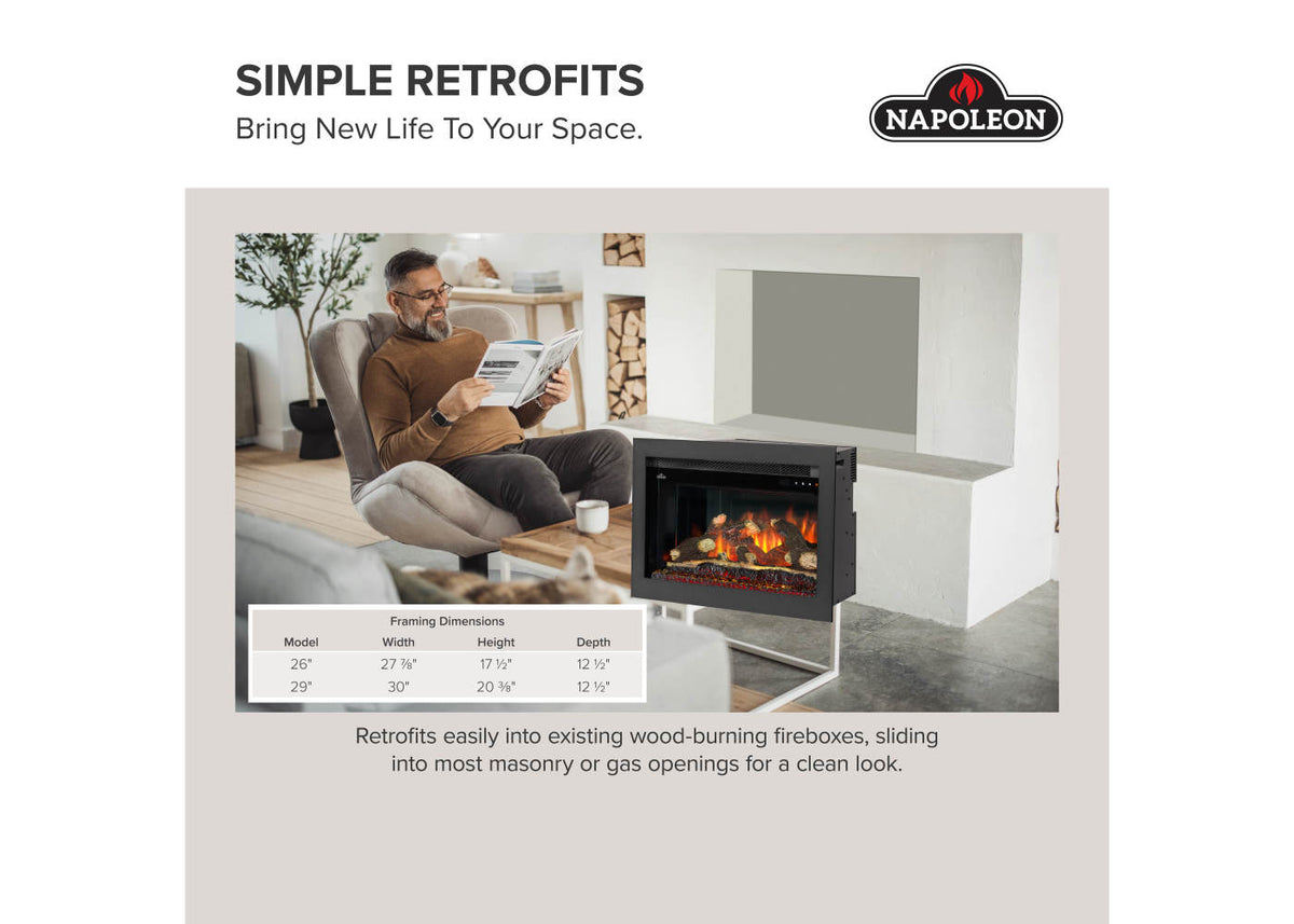 Napoleon Rosedale 3 29" Built-in Electric Fireplace Insert