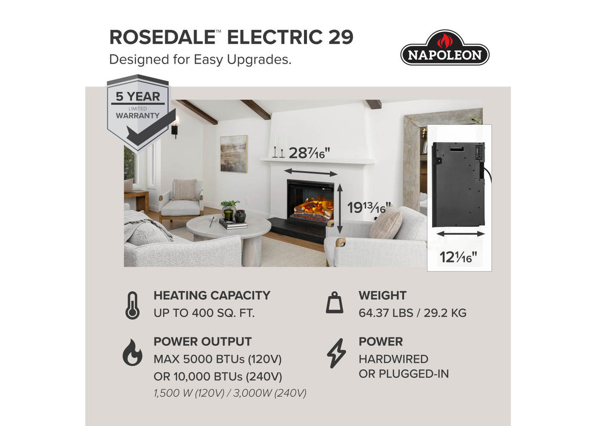 Napoleon Rosedale 3 29" Built-in Electric Fireplace Insert