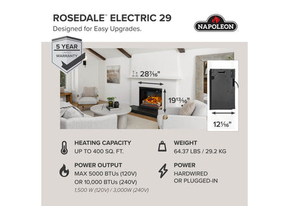 Napoleon Rosedale 3 29" Built-in Electric Fireplace Insert