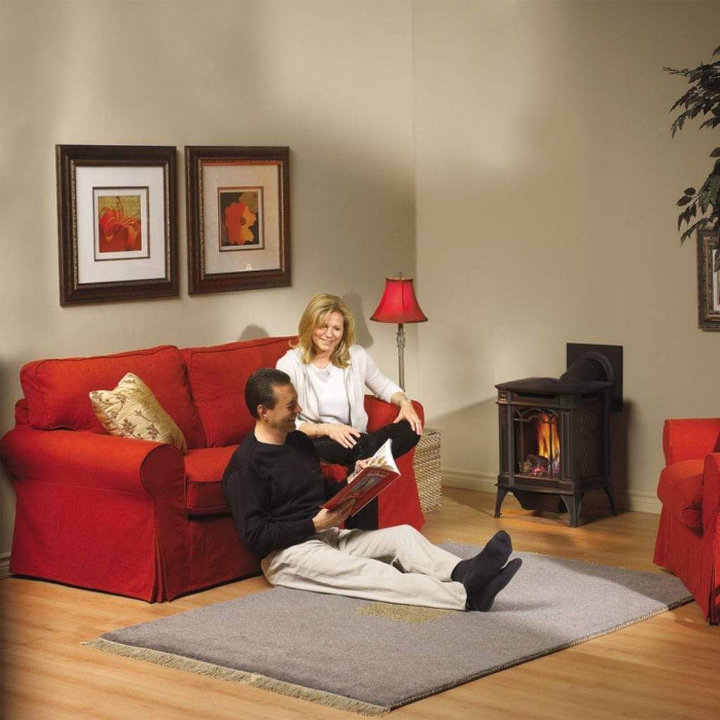 Napoleon Arlington 19" Porcelain Majolica Brown Direct Vent Cast Iron Gas Stove With Millivolt Ignition