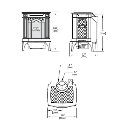 Napoleon Arlington 19" Porcelain Majolica Brown Direct Vent Cast Iron Gas Stove With Electronic Ignition
