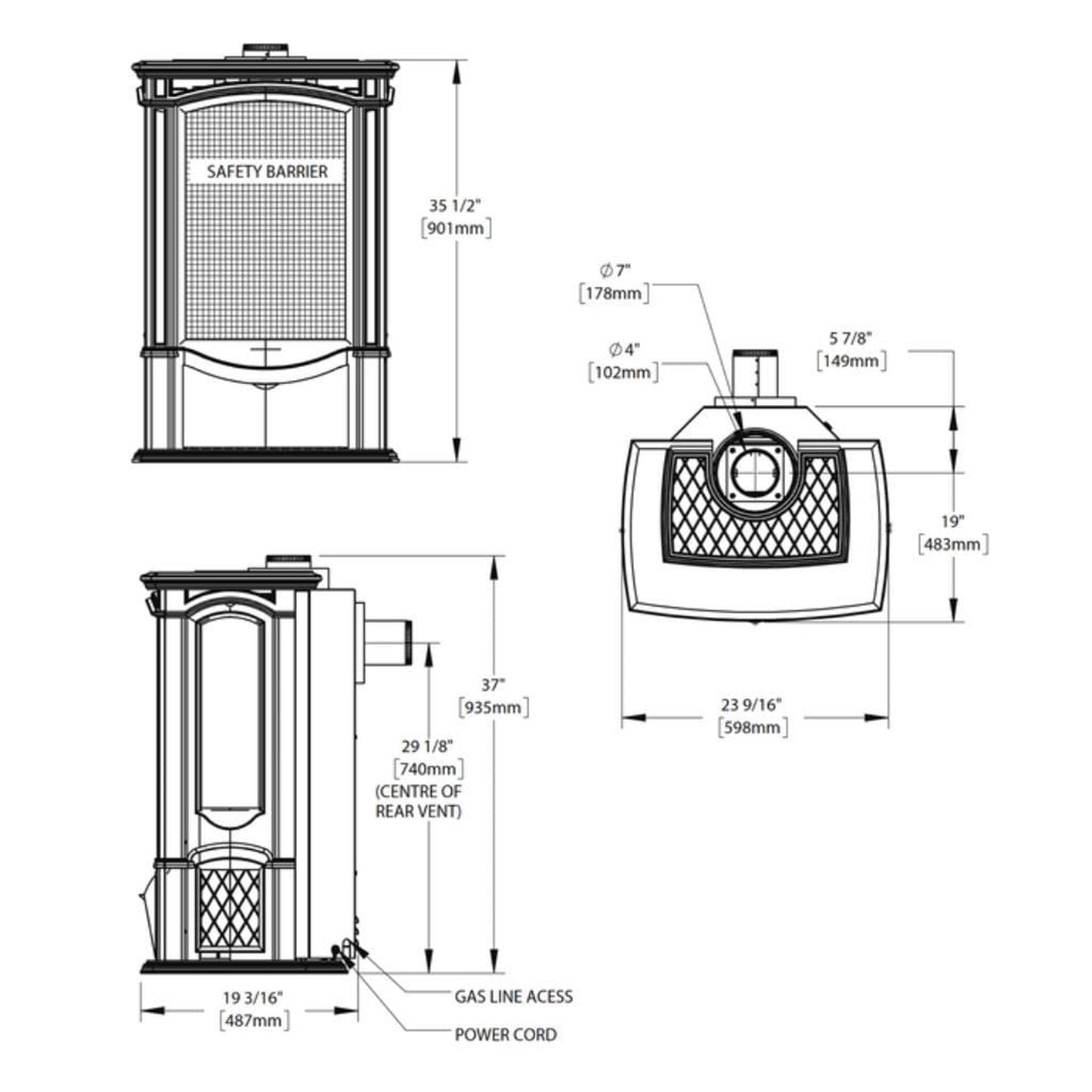 Napoleon Castlemore 24" Winter Frost Direct Vent Cast Iron Gas Stove