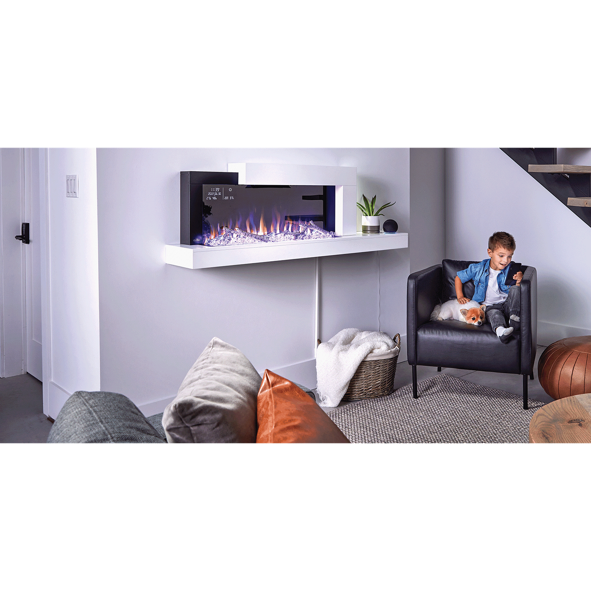 Napoleon Stylus Cara Elite 59" Wall-Mounted Electric Fireplace With Shelf