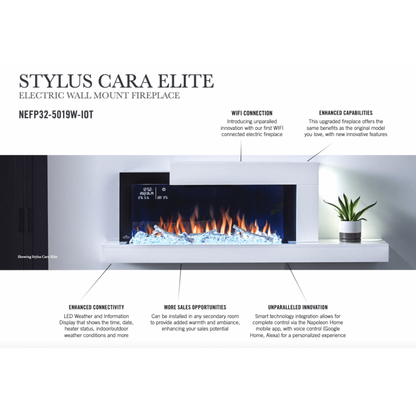 Napoleon Stylus Cara Elite 59" Wall-Mounted Electric Fireplace With Shelf