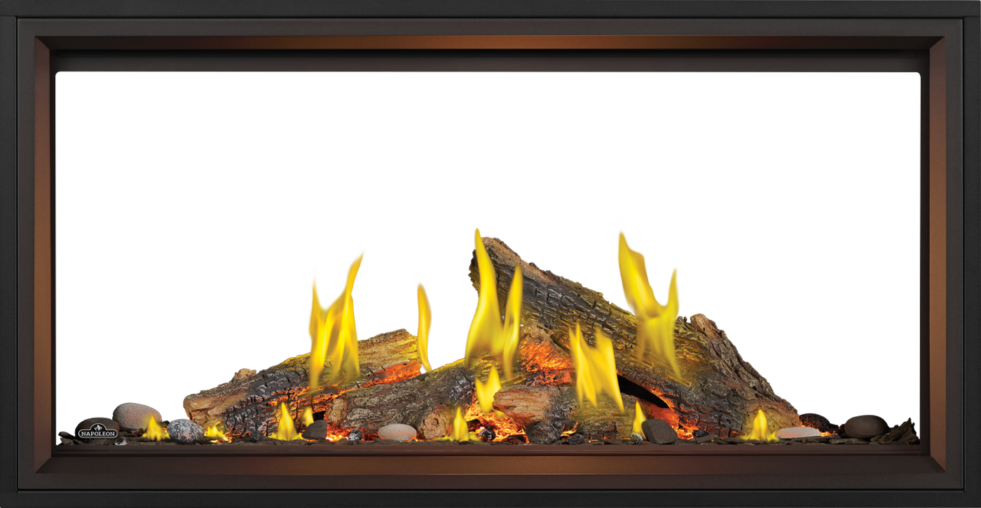 Napoleon Tall Linear Vector 50" See Through Direct Vent Natural Gas Fireplace With Luminous Logs