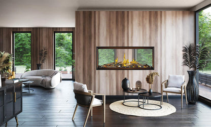 Napoleon Tall Linear Vector 62" See Through Direct Vent Natural Gas Fireplace With Luminous Logs