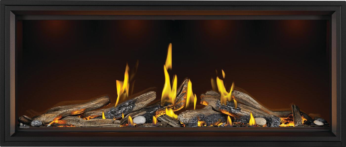 Napoleon Tall Linear Vector 62" Single Sided Direct Vent Natural Gas Fireplace With Luminous Logs