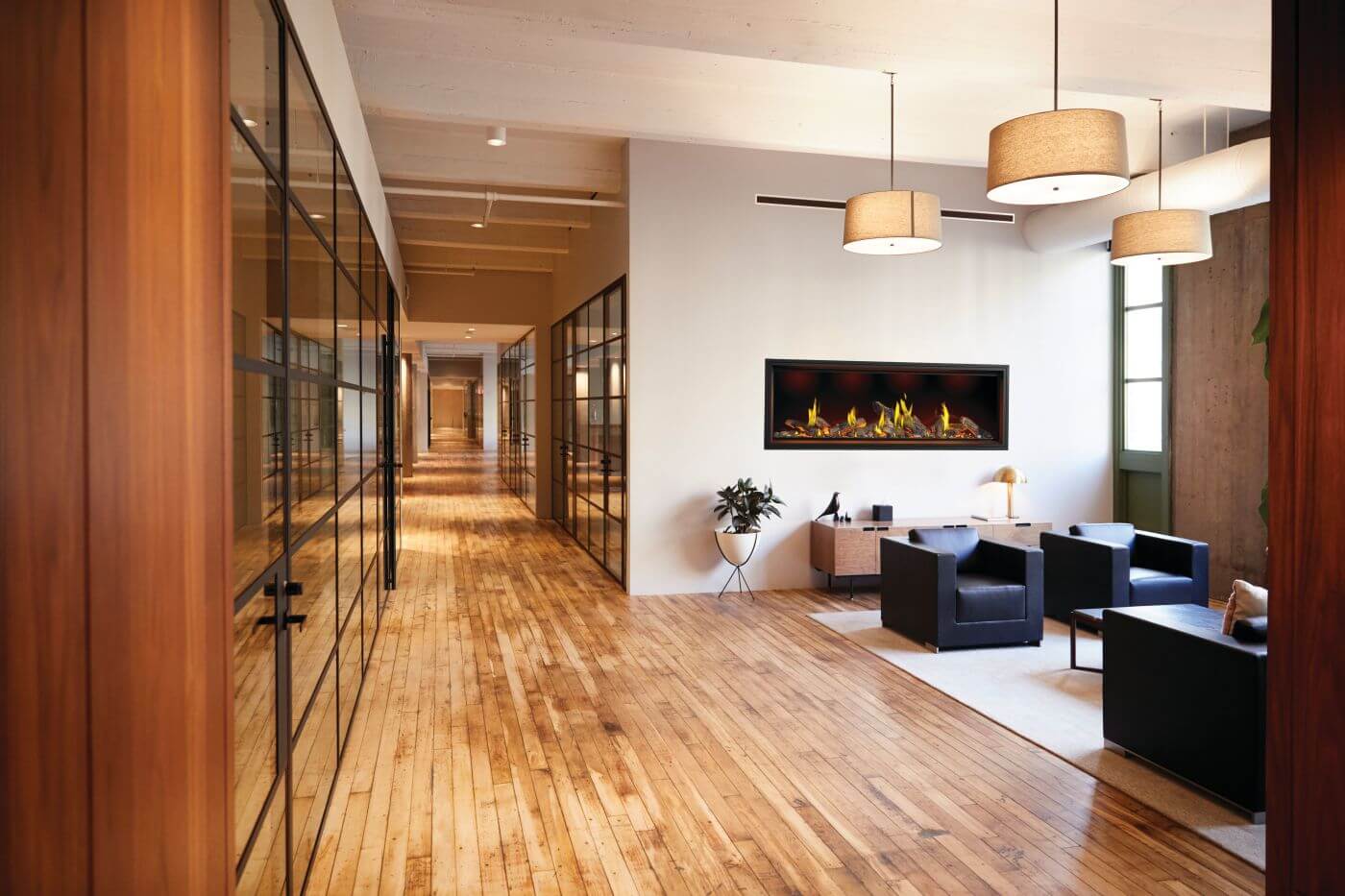 Napoleon Tall Linear Vector 74" Single Sided Direct Vent Natural Gas Fireplace With Luminous Logs