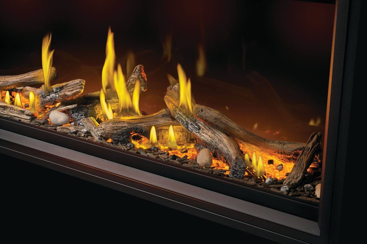 Napoleon Tall Linear Vector 74" Single Sided Direct Vent Natural Gas Fireplace With Luminous Logs