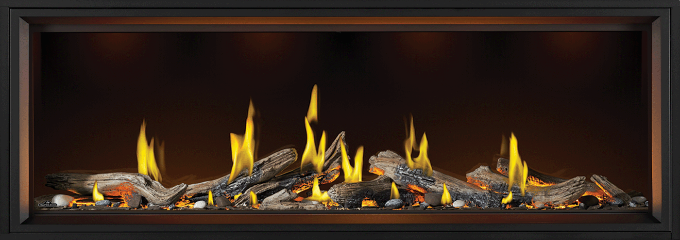Napoleon Tall Linear Vector 74" Single Sided Direct Vent Natural Gas Fireplace With Luminous Logs