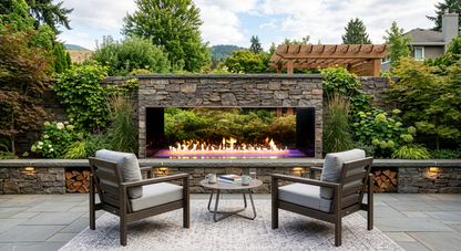 Empire Carol Rose Coastal 72" Stainless Steel Manual Control, Natural Gas See-Thru Outdoor Linear Fireplace