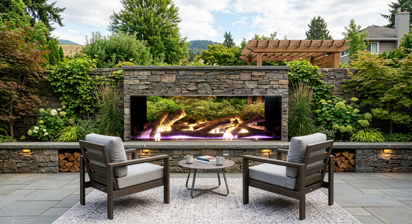 Empire Carol Rose Coastal 72" Stainless Steel Manual Control, Natural Gas See-Thru Outdoor Linear Fireplace