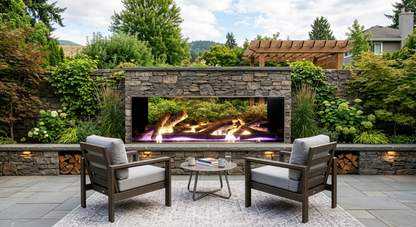 Empire Carol Rose Coastal 72" Stainless Steel Manual Control, Natural Gas See-Thru Outdoor Linear Fireplace