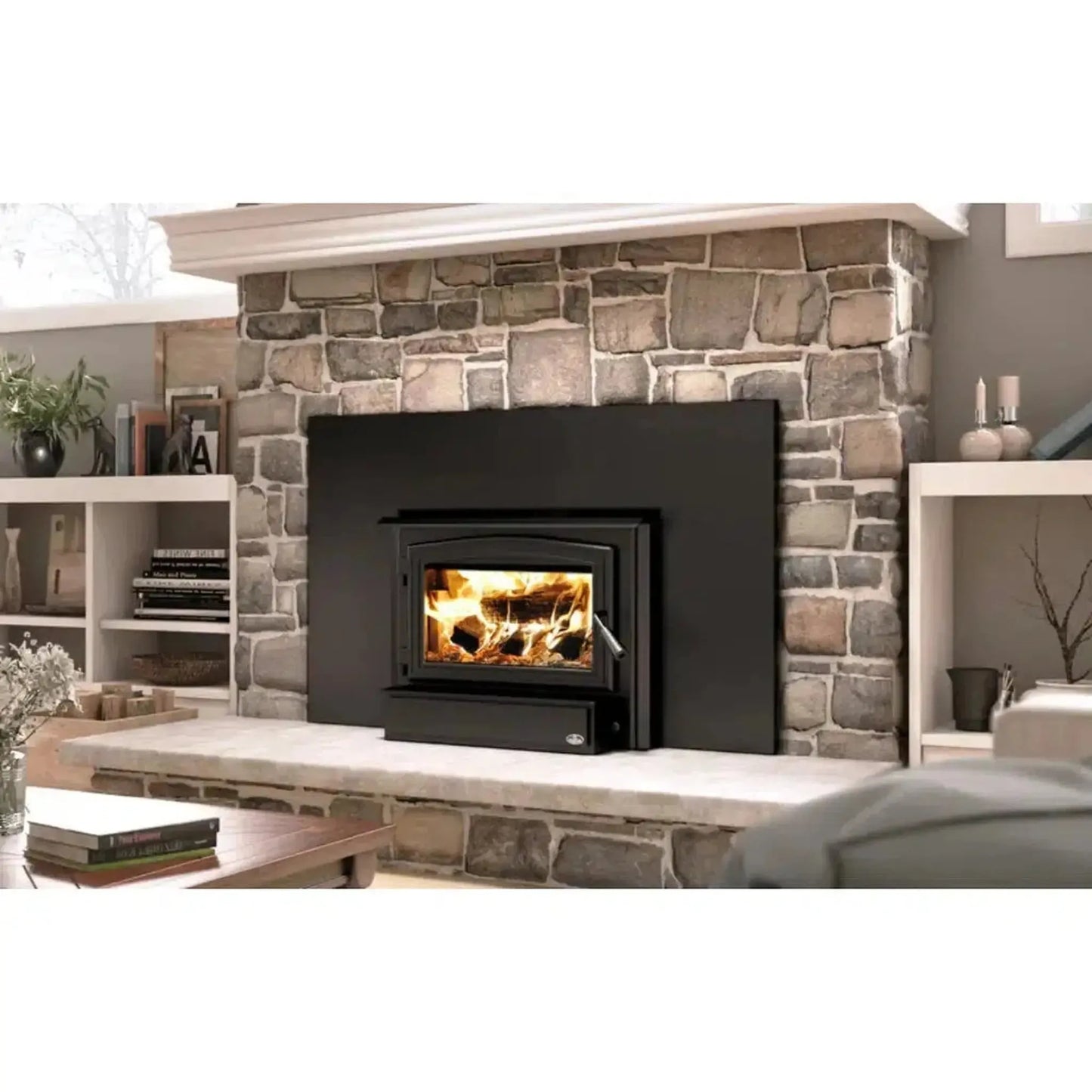 Osburn 1700 Wood Insert With Black Door Overlay, Faceplate, Black Large Faceplate Trims & Forever Flex Liner Kit