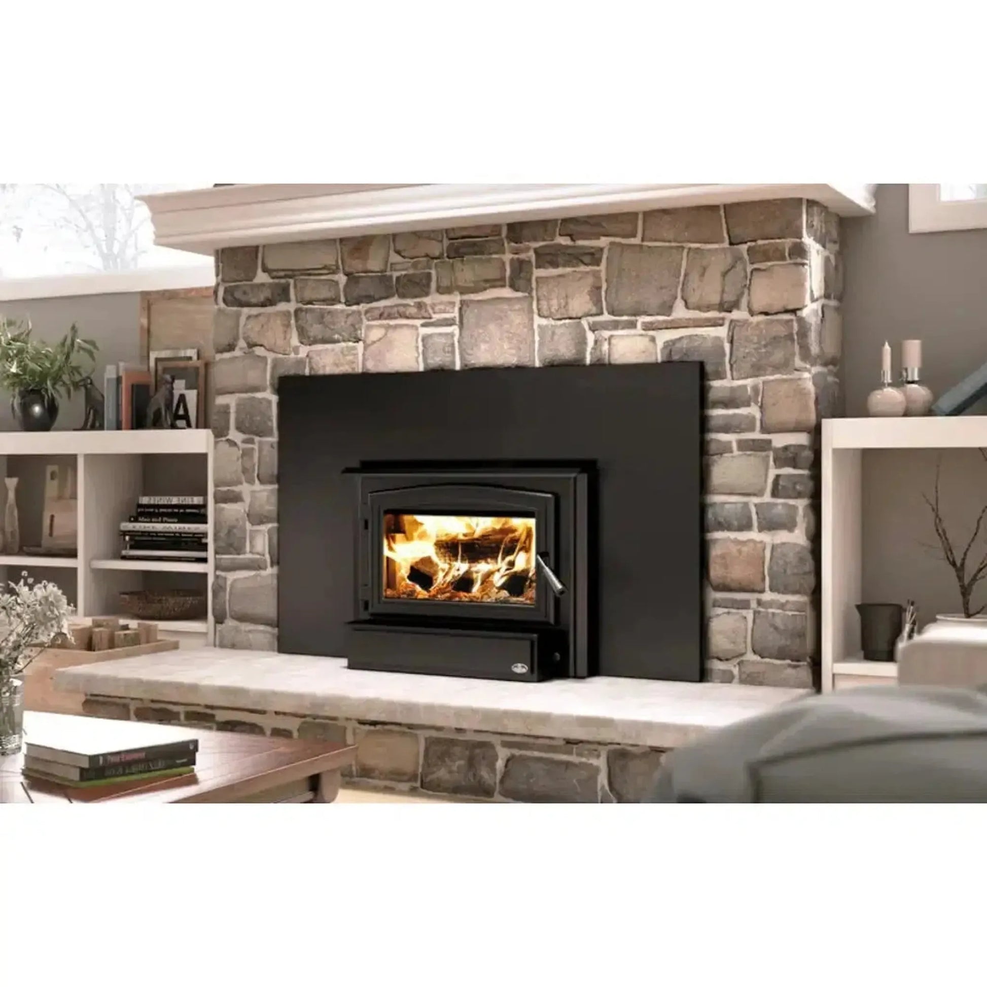 Osburn 1700 Wood Insert With Black Door Overlay, Faceplate, Black Large Faceplate Trims & Forever Flex Liner Kit