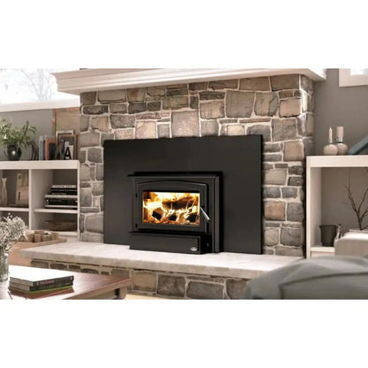 Osburn 1700 Wood Insert With Black Door Overlay, Faceplate, Black Large Faceplate Trims & Forever Flex Liner Kit