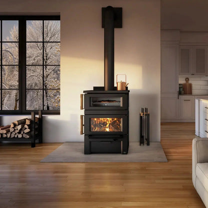 Osburn Gusto Wood Burning Cookstove With Black Decorative Moulding