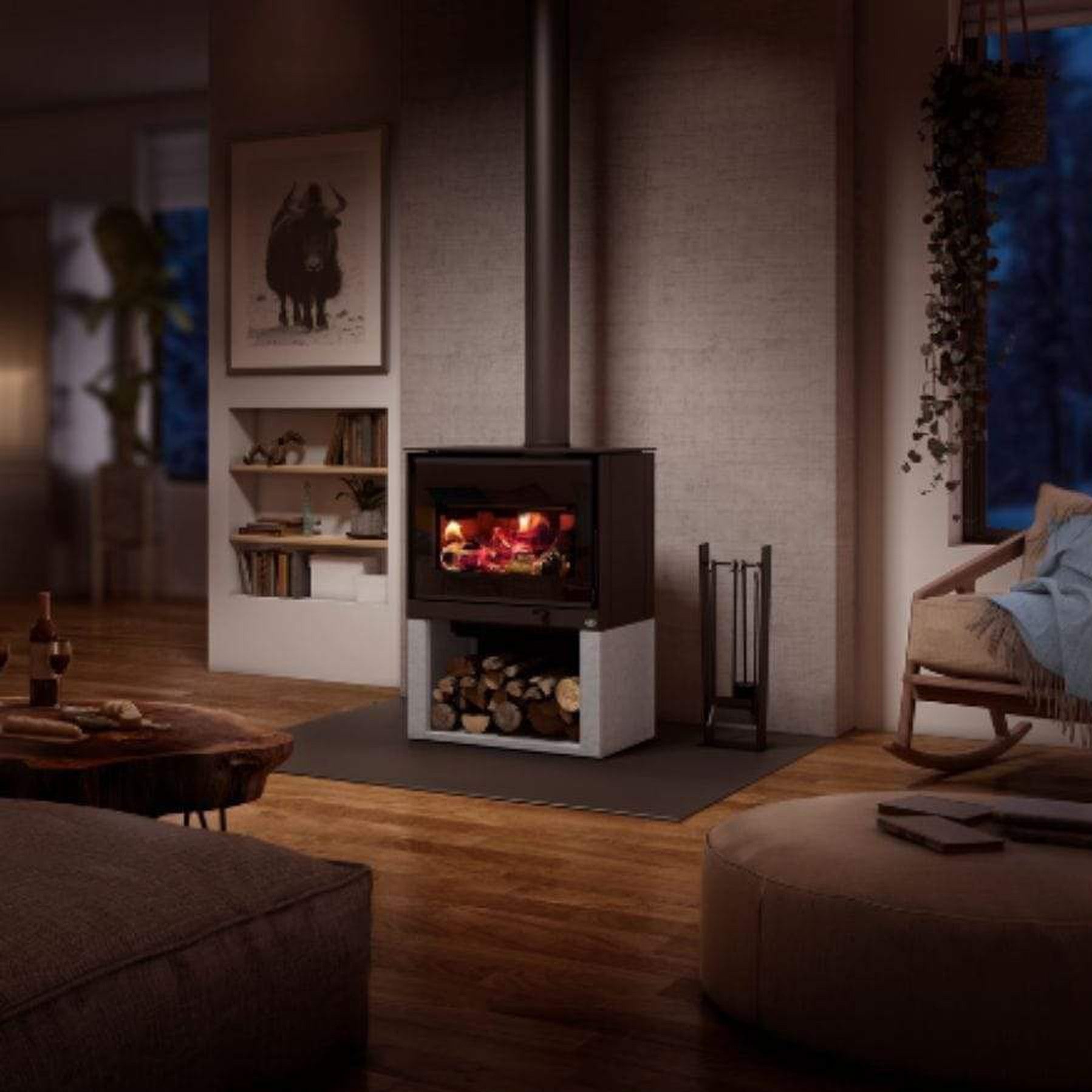 Osburn Inspire 2000 Wood Stove With Black Decorative Side Panel & Soapstone Base
