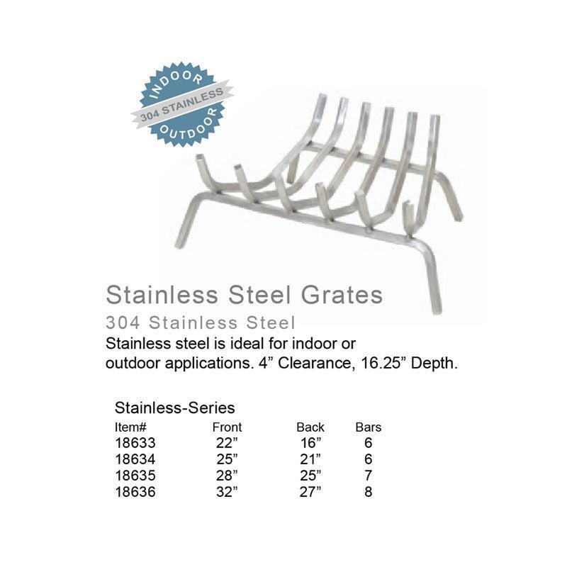 Pilgrim 25" Stainless Steel Fireplace Grate