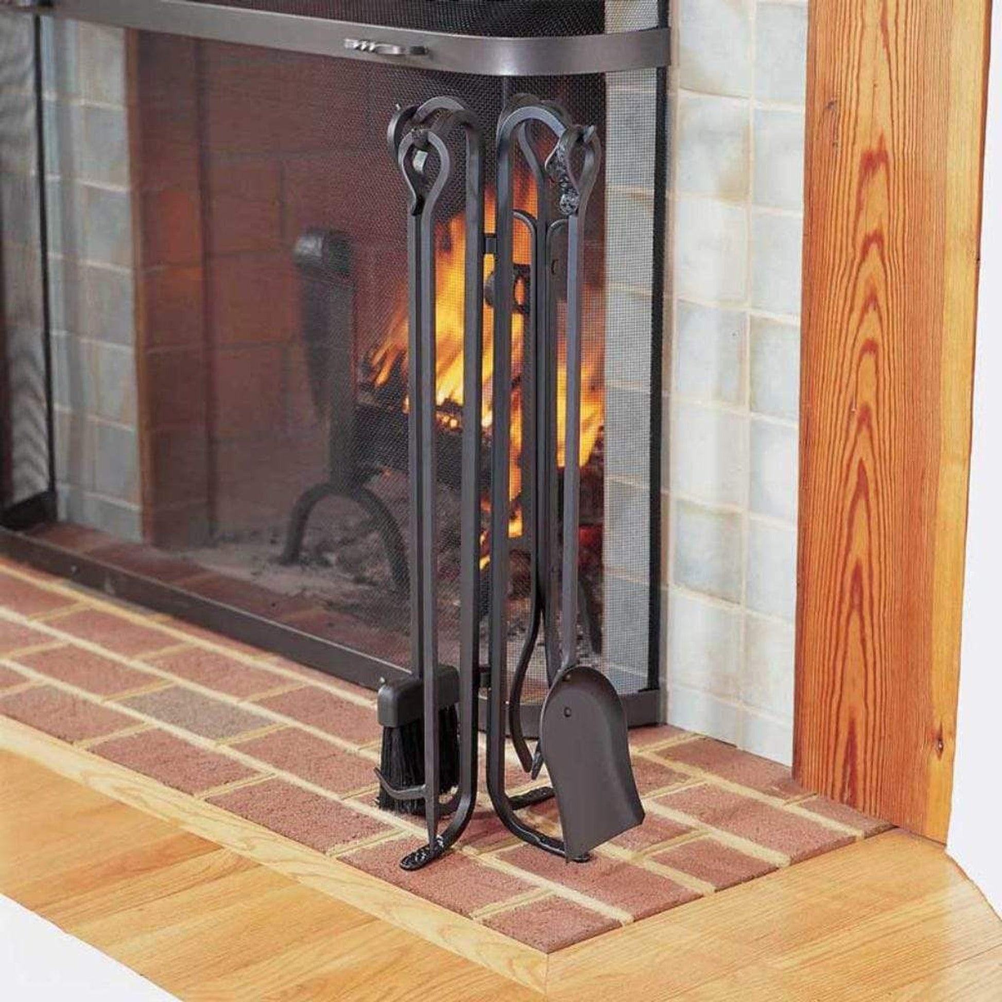 Pilgrim 28" Matte Black Forged Hearth Tool Set