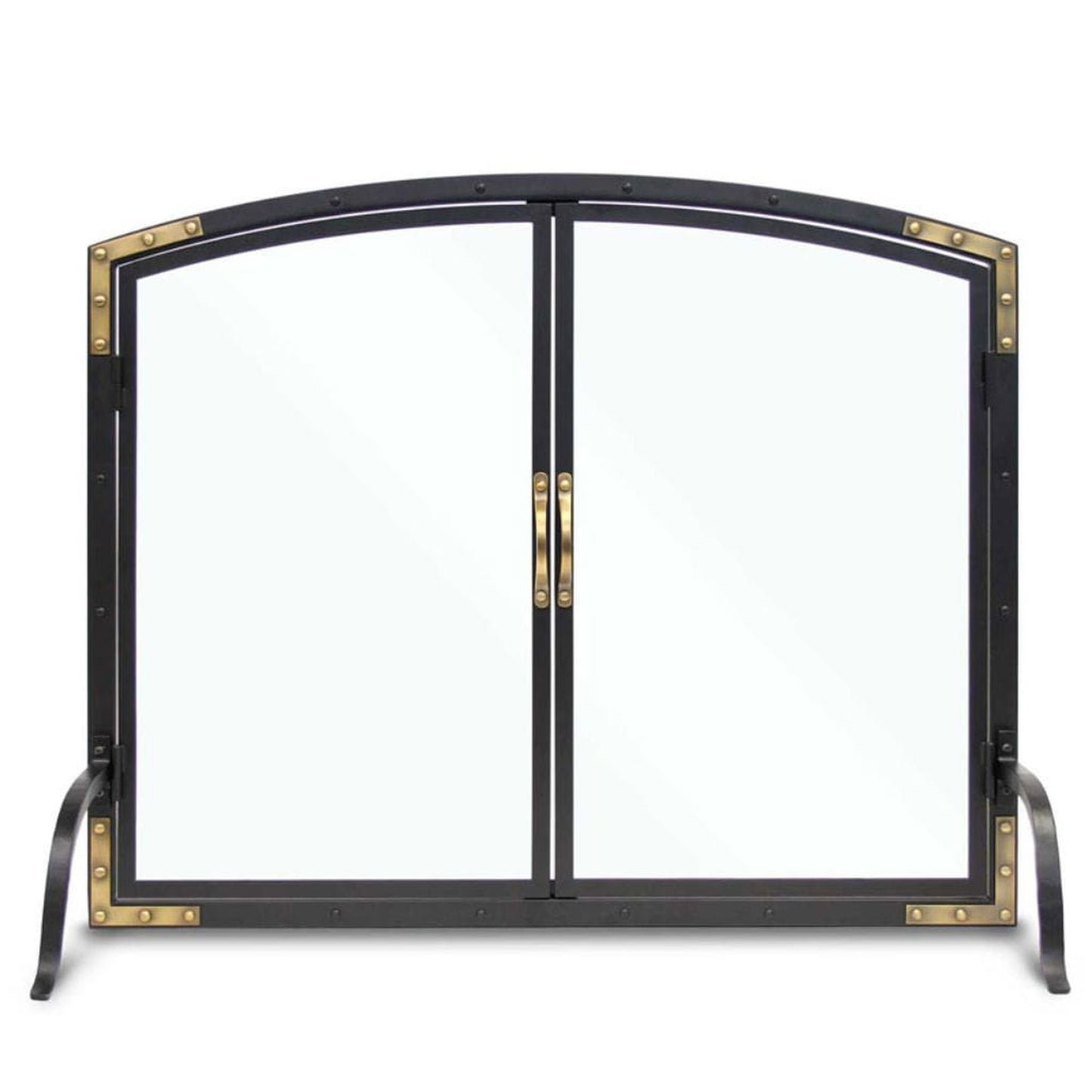 Pilgrim 39" Black Refined Rivet Glass Door Screen