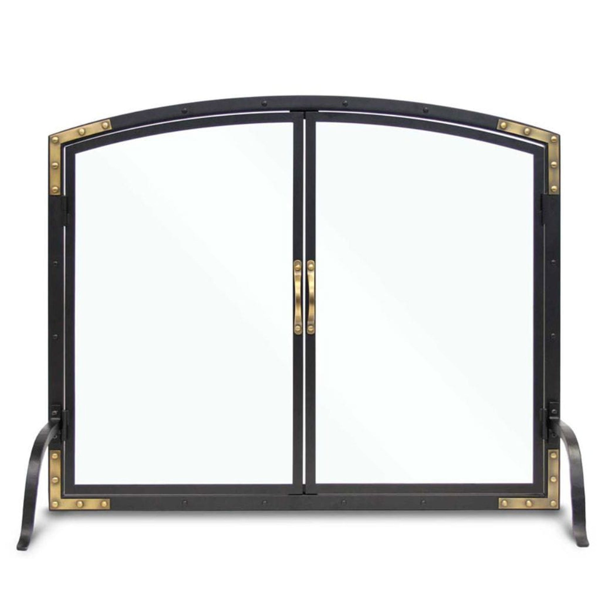 Pilgrim 39" Black Refined Rivet Glass Door Screen